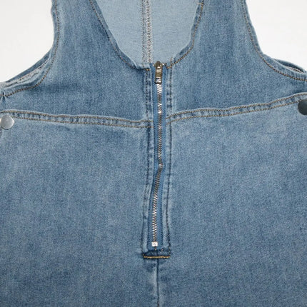 CM.YAYA Women’s Safari Style Wide-Leg Cargo Denim Overalls