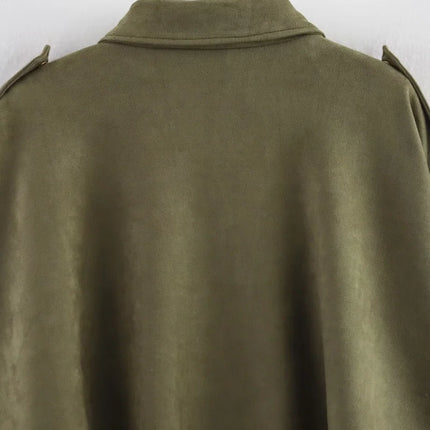 ETJ 2025 TRAF Suede Effect Loose Lapel Bomber Jacket
