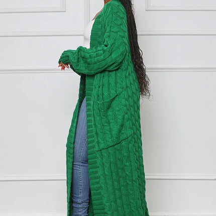 Women’s Yellow Crochet Knit Long Cardigan