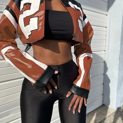 Weird Puss Faux Leather Varsity – Hipster Streetwear Crop Coat