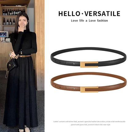 105cm Women’s Black Belt with Metal Buckle