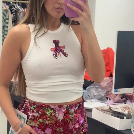 Sequined Lobster Vest – Women’s Summer Top