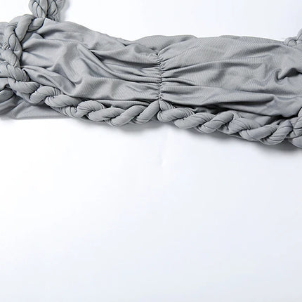 Weird Puss 2-Piece Bandage Set – Square Neck Bra & Ruched Skirt