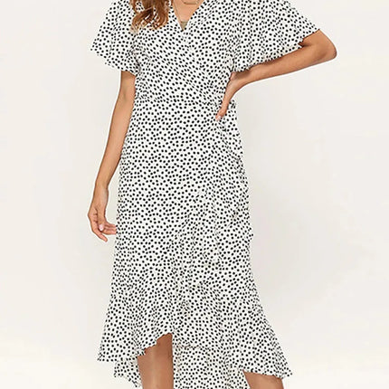 Boho Floral Wrap Maxi – Summer Beach Ruffle Dress
