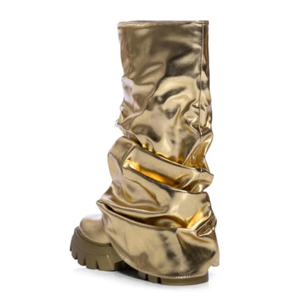 Women’s Mid-Calf Platform Pleated Boots