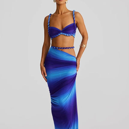 Weird Puss 2-Piece Bandage Set – Square Neck Bra & Ruched Skirt