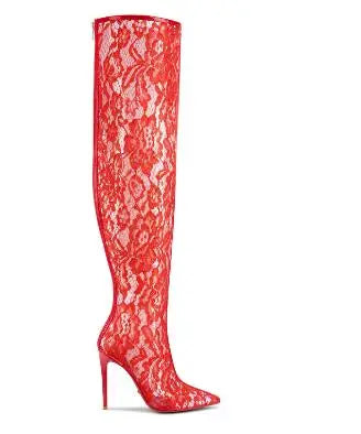 Women’s Summer Clear PVC Thigh-High Pointed-Toe Heels