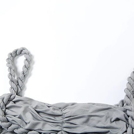 Weird Puss 2-Piece Bandage Set – Square Neck Bra & Ruched Skirt