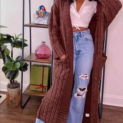 Women’s Yellow Crochet Knit Long Cardigan