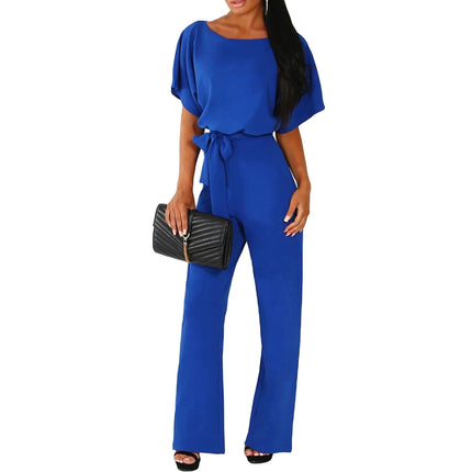 Women’s Elegant Wide-Leg Jumpsuit with Waist Tie
