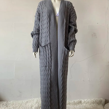 Women’s Yellow Crochet Knit Long Cardigan