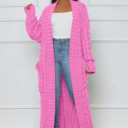 Women’s Yellow Crochet Knit Long Cardigan