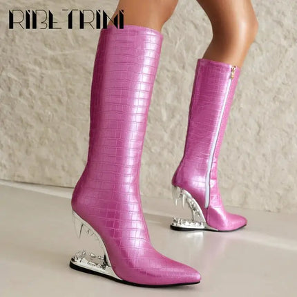 Women’s INS Motorcycle Platform Knee-High Boots