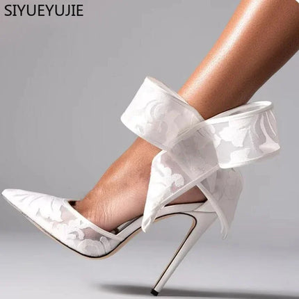 Women’s Red Polka Dot Bow Pointed-Toe Stiletto Heels
