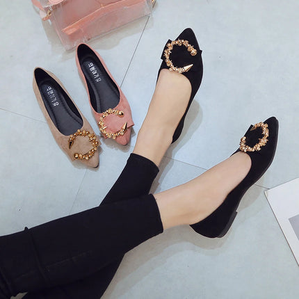 Women’s Casual Pointed Toe Non-Slip Metal Decor Shoes