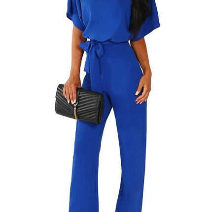 Women’s Elegant Wide-Leg Jumpsuit with Waist Tie