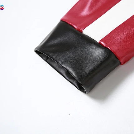 Weird Puss Faux Leather Varsity – Hipster Streetwear Crop Coat
