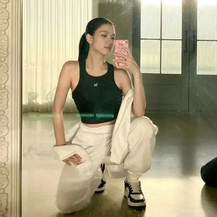 Women’s Summer High-Waist Wide Leg Pants & Yoga Tank Set