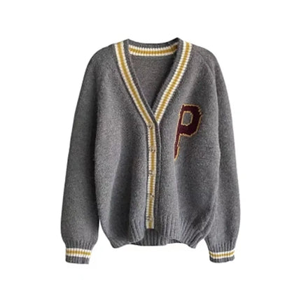 Women’s Varsity Striped Letter Print Cardigan