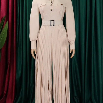Wmstar Office Lady Buttoned Maxi Jumpsuit with Belt – Fall 2025