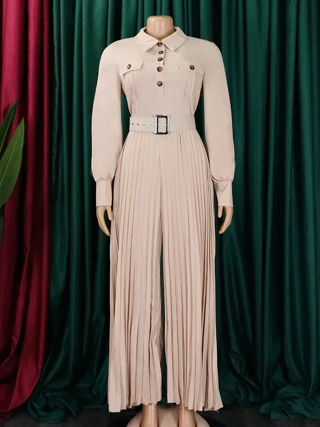 Wmstar Office Lady Buttoned Maxi Jumpsuit with Belt – Fall 2025