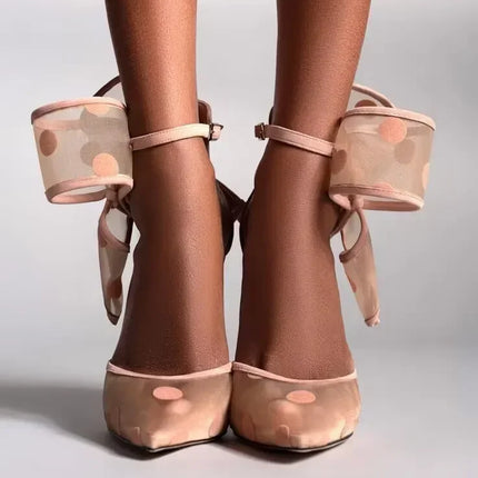 Women’s Red Polka Dot Bow Pointed-Toe Stiletto Heels