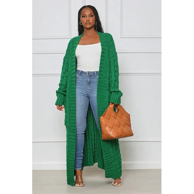 Women’s Yellow Crochet Knit Long Cardigan