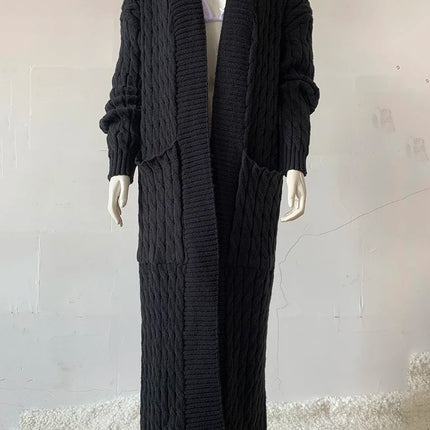 Women’s Yellow Crochet Knit Long Cardigan