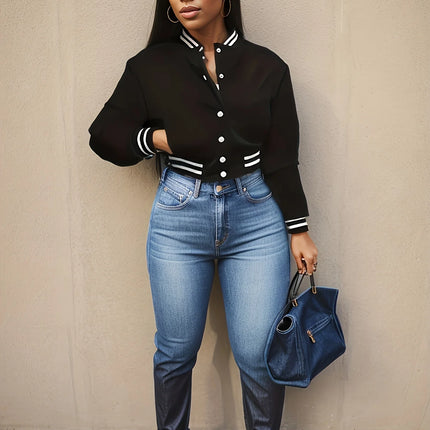 European Single-Breasted Baseball Jacket – Women’s Spring & Autumn