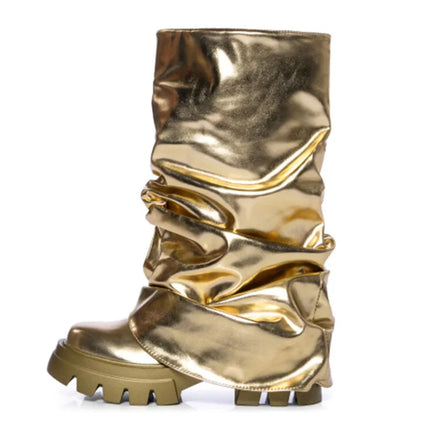 Women’s Mid-Calf Platform Pleated Boots