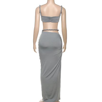 Weird Puss 2-Piece Bandage Set – Square Neck Bra & Ruched Skirt