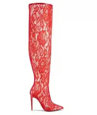 Women’s Summer Clear PVC Thigh-High Pointed-Toe Heels