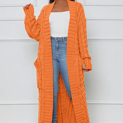 Women’s Yellow Crochet Knit Long Cardigan