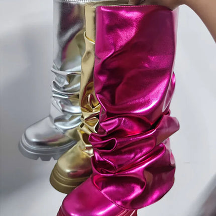 Women’s Mid-Calf Platform Pleated Boots
