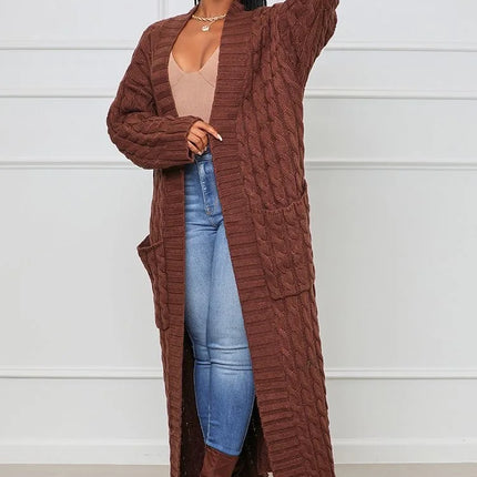 Women’s Yellow Crochet Knit Long Cardigan