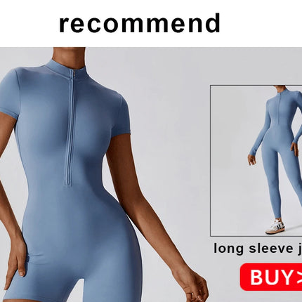 Short Sleeve Zipper Yoga Jumpsuit Romper for Women