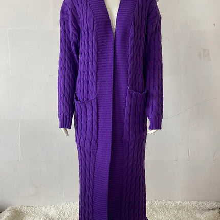 Women’s Yellow Crochet Knit Long Cardigan
