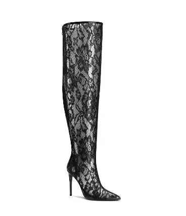 Women’s Summer Clear PVC Thigh-High Pointed-Toe Heels