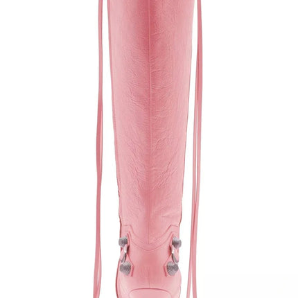 Women’s Pointed Rivet Tassel Knee-High Boots with Side Zip