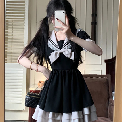 Harajuku Kawaii Bow Plaid Dress – Slim Fit Lolita Style