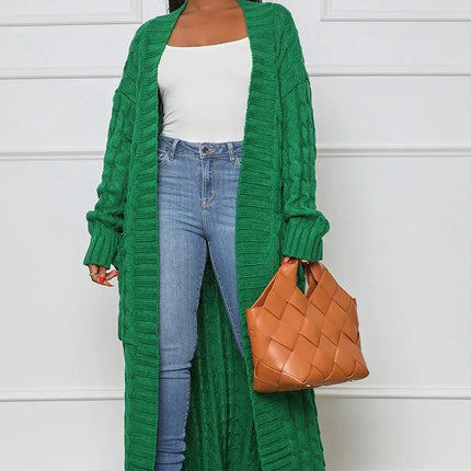 Women’s Yellow Crochet Knit Long Cardigan