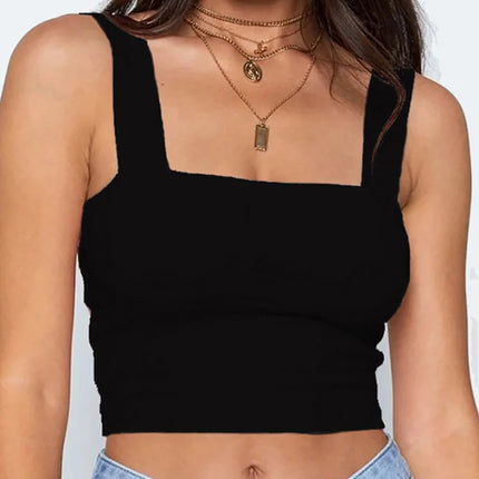 Square Neck Summer Crop – Sexy Backless Casual Tank
