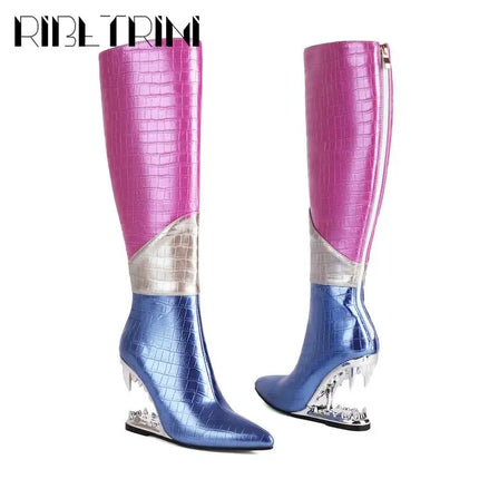 Women’s INS Motorcycle Platform Knee-High Boots