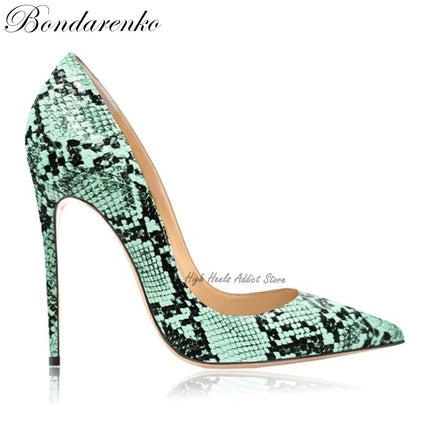 Python-Print Women’s Pointed-Toe Stiletto Pumps