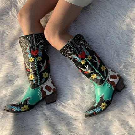 Women’s Embroidered Leather Western Cowboy Boots