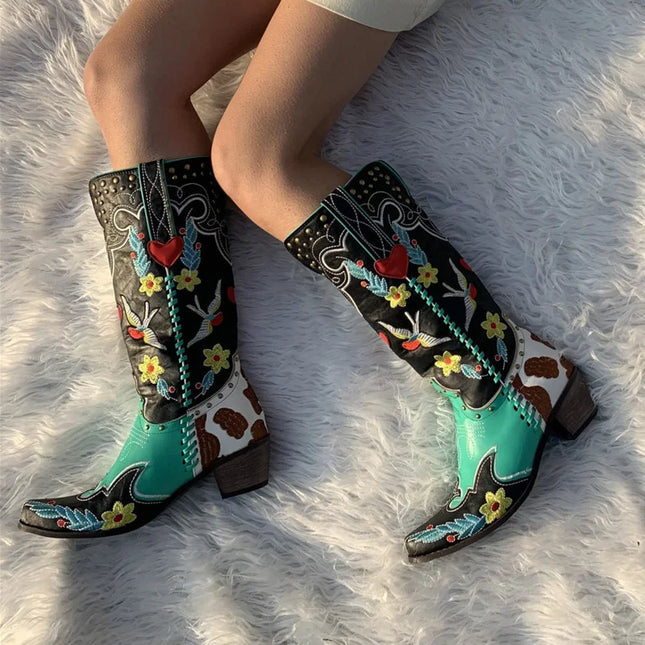 Women’s Embroidered Leather Western Cowboy Boots
