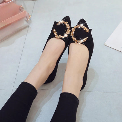 Women’s Casual Pointed Toe Non-Slip Metal Decor Shoes