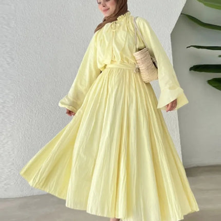 Ruffle Flare Sleeve Set – Lace-Up Shirt & Pleated High-Waist Skirt