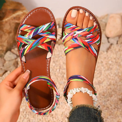 2025 Women’s Summer Roman Strap Flat Sandals