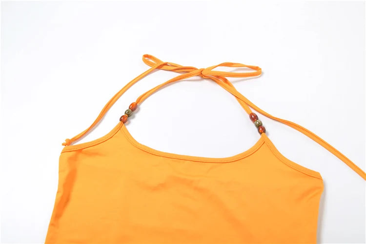 Sisterlinda Bandage Halter Set – Backless Tank & Maxi Skirt Suit